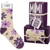 Mimi Is The Name Box Sign And Sock Set - Wood, Cotton, Nylon, Spandex, Ribbon
