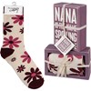 Nana Is The Name Box Sign And Sock Set - Wood, Cotton, Nylon, Spandex, Ribbon