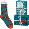 OMG My Mother Was Right Box Sign And Sock Set - Wood, Cotton, Nylon, Spandex, Ribbon