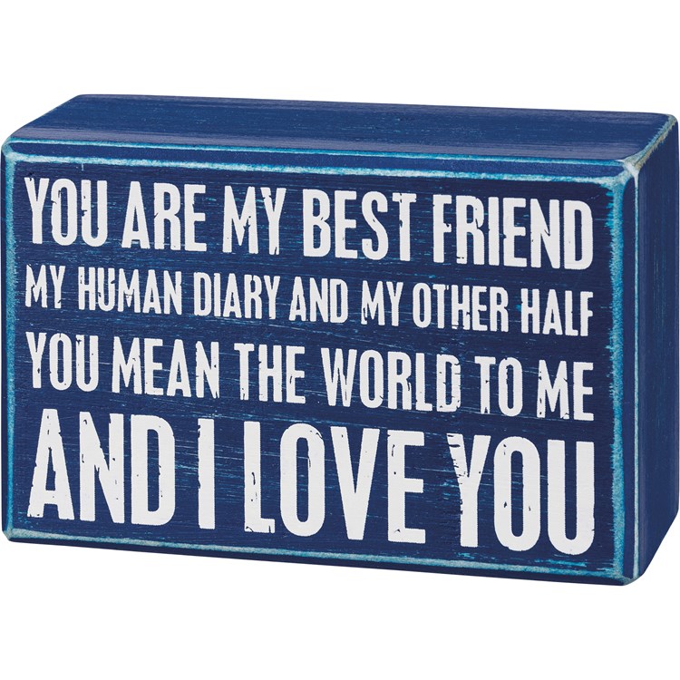 My Best Friend I Love You Box Sign And Sock Set - Wood, Cotton, Nylon, Spandex, Ribbon