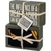 Influence Of A Great Teacher Box Sign And Sock Set - Wood, Cotton, Nylon, Spandex, Ribbon
