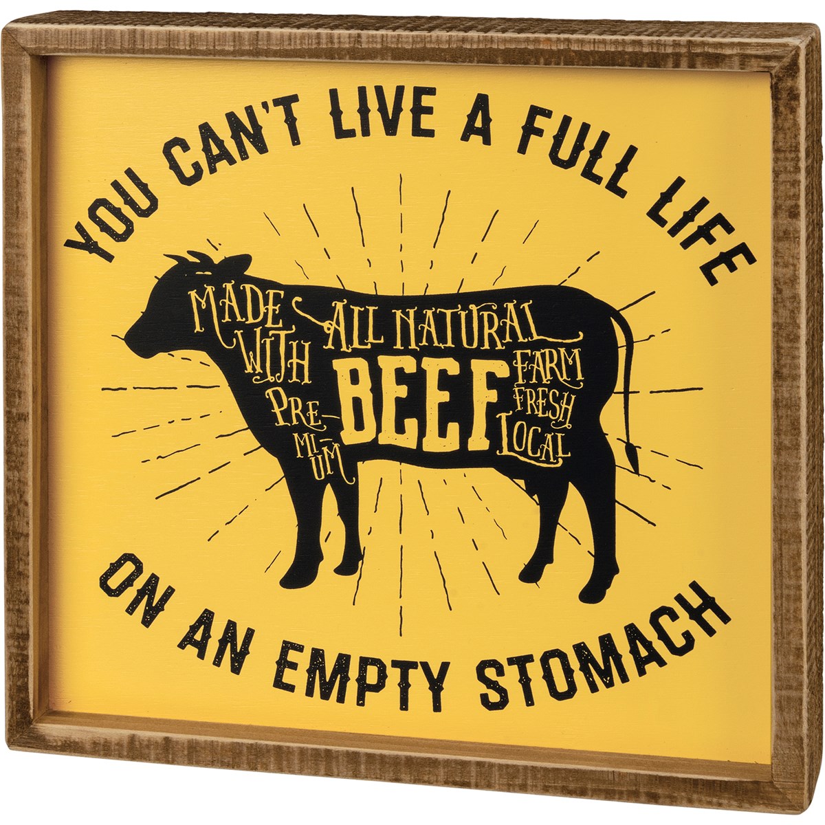 Inset Box Sign - You Can't Live A Full Life - 9" x 8.50" x 1.75" - Wood