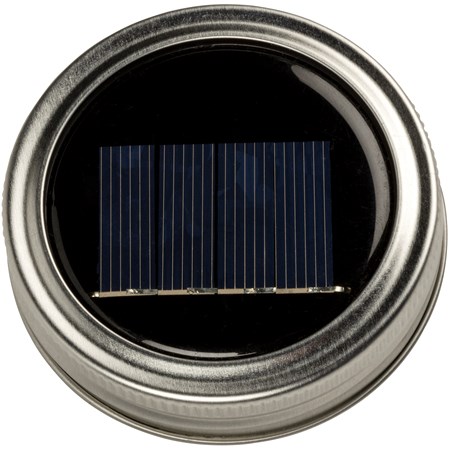 Solar Jar Lid - 10 Lights  - Lid: 2.75" Diameter, Lights: 18" Long, 10 Lights - Metal, Wire, Plastic, Lights