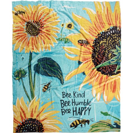 Throw - Bee Kind Be Humble Bee Happy - 50" x 60" - Plush Polyester