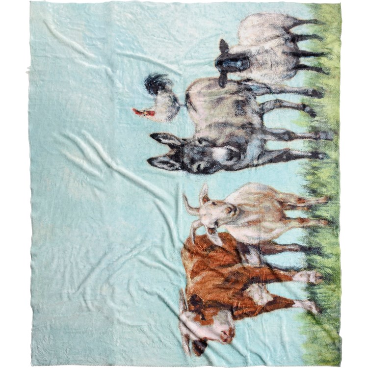 Farm Family Throw Blanket - Plush Polyester