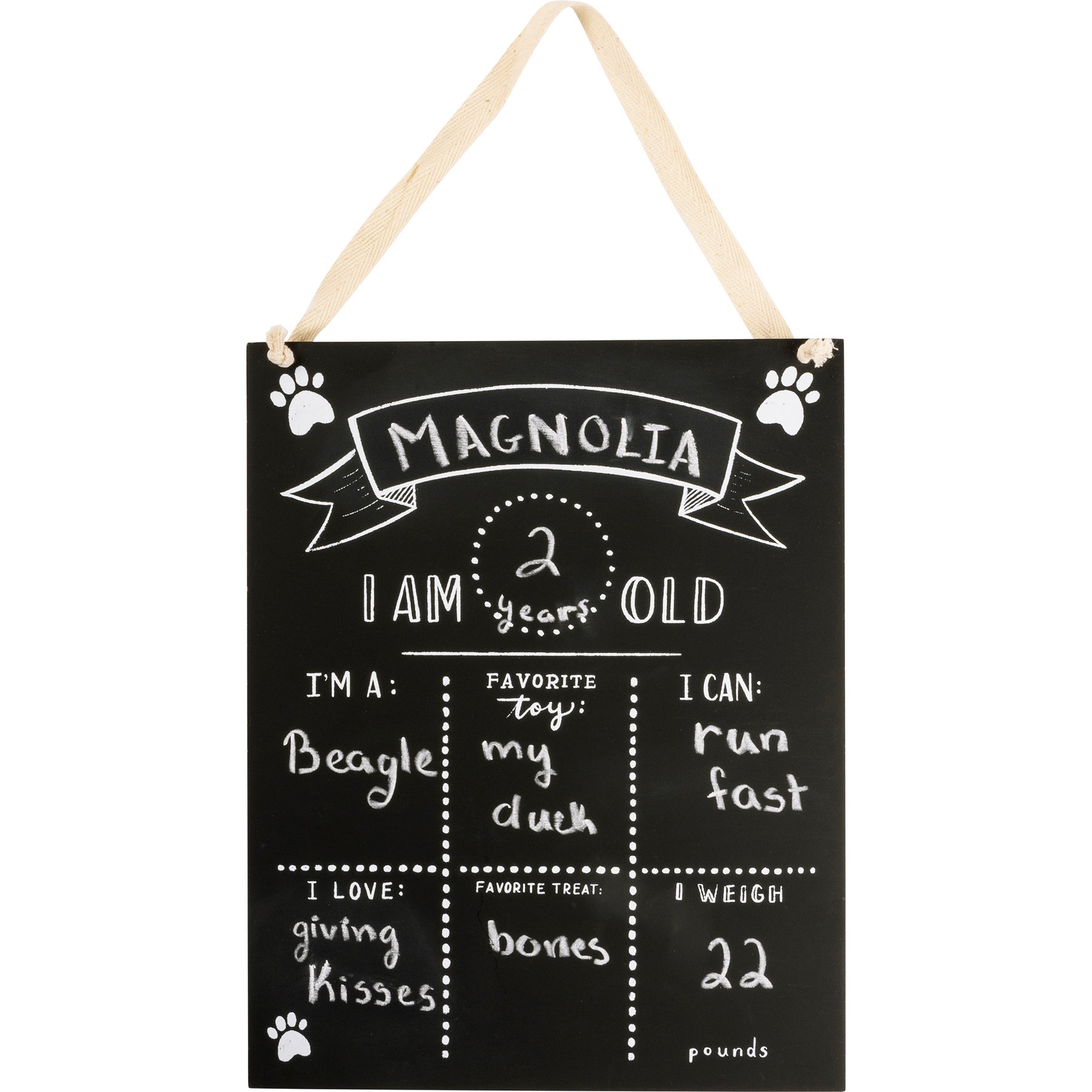 9 by 12 Inches 3 Pastel Markers Cohas Birthday Milestone Board for Dogs with Party Theme and Reusable Chalkboard Style Surface