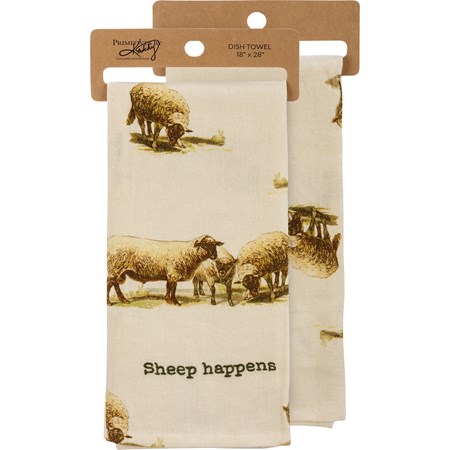 Kitchen Towel - Sheep Happens - 18" x 28" - Cotton, Linen