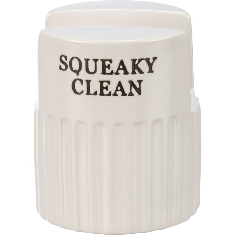 Sponge Holder - Squeaky Clean - 3" Diameter x 3.50" - Stoneware