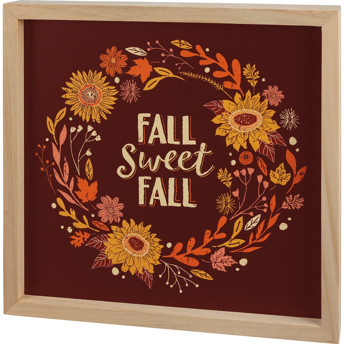 Inset Box Sign - Fall Sweet Fall - 12" x 12" x 1.75" - Wood