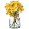 Vase - Yellow Narcissus - 4.50" x 6" x 4.50" - Glass, Plastic, Fabric, Wire