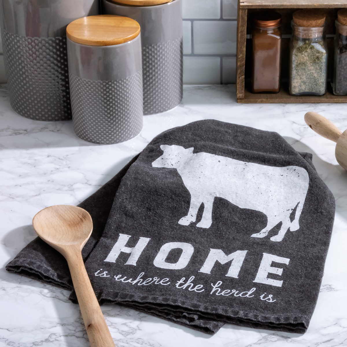 Home Is Where The Herd Is Kitchen Towel - Cotton