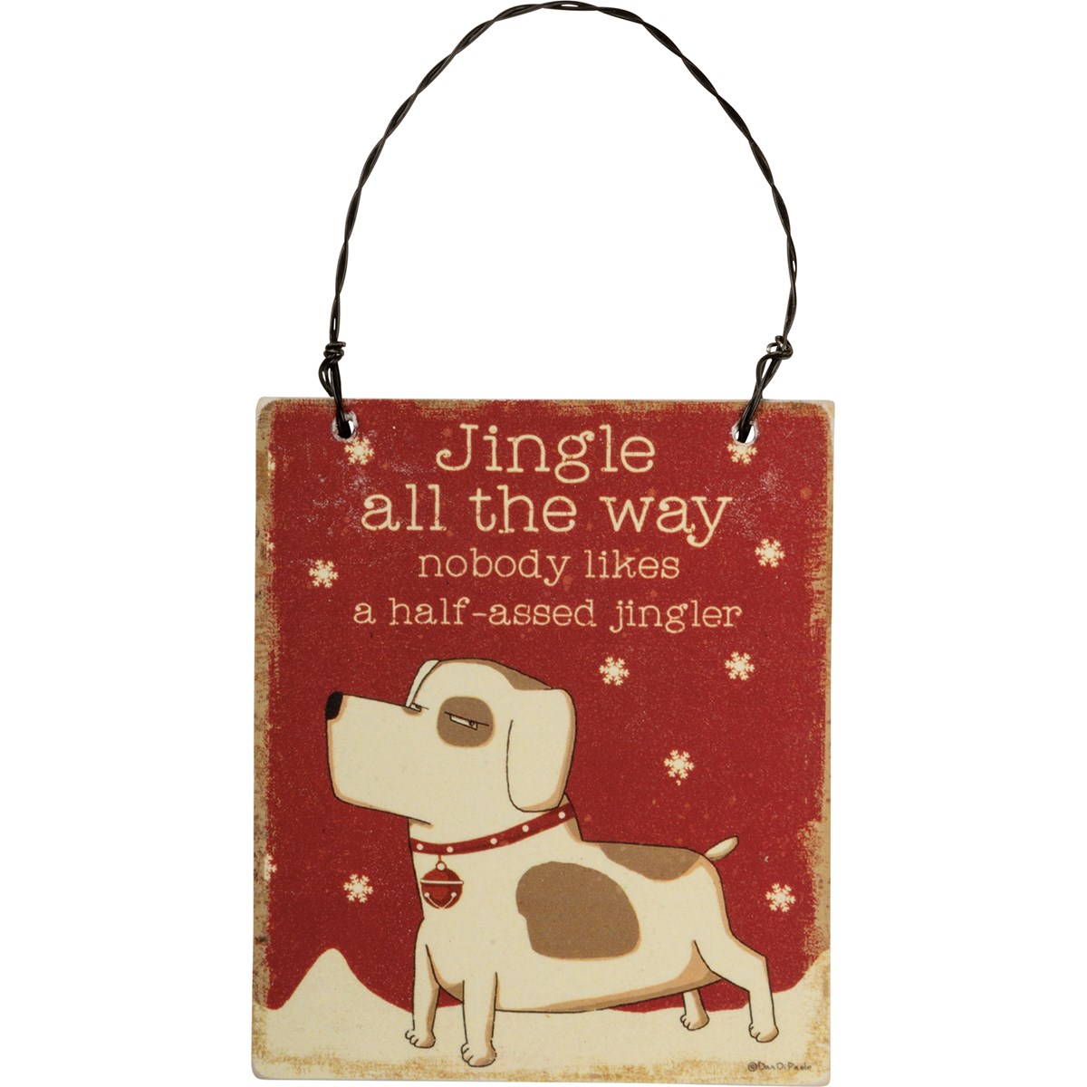 Ornament Set - Sassy Dogs - 3.50" x 3" x 0.25", 3" x 3.50" x 0.25", 3" x 3" x 0.25" - Wood, Paper, Wire