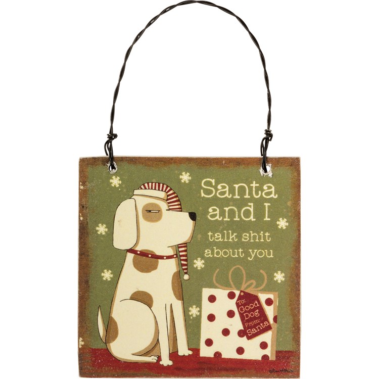 Ornament Set - Sassy Dogs - 3.50" x 3" x 0.25", 3" x 3.50" x 0.25", 3" x 3" x 0.25" - Wood, Paper, Wire