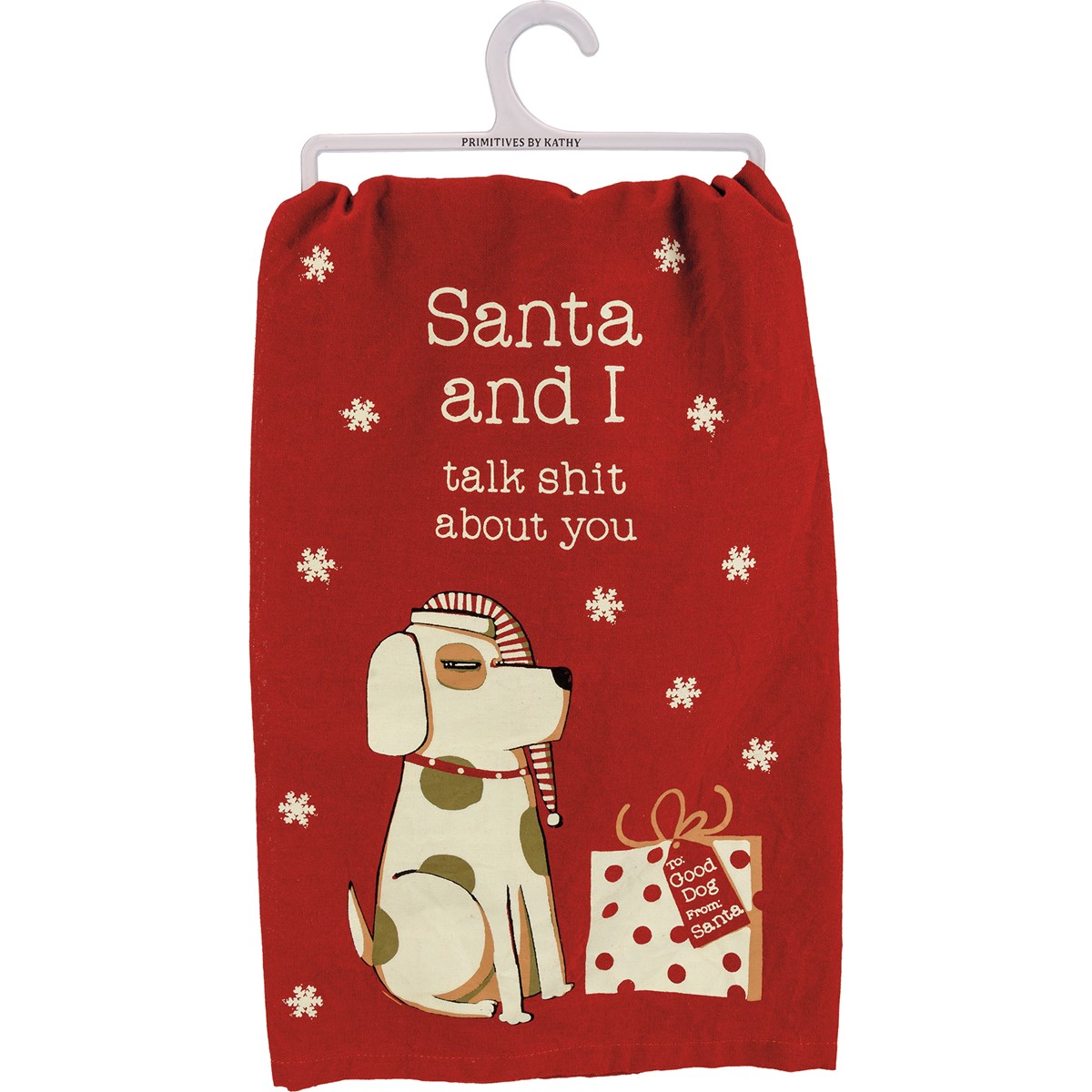 Santa And I Talk About You Dog Kitchen Towel - Cotton