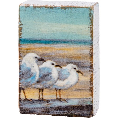 Seagulls Block Sign - Wood