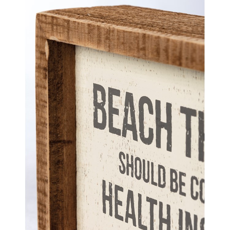 Beach Therapy Should Be Covered Inset Box Sign - Wood
