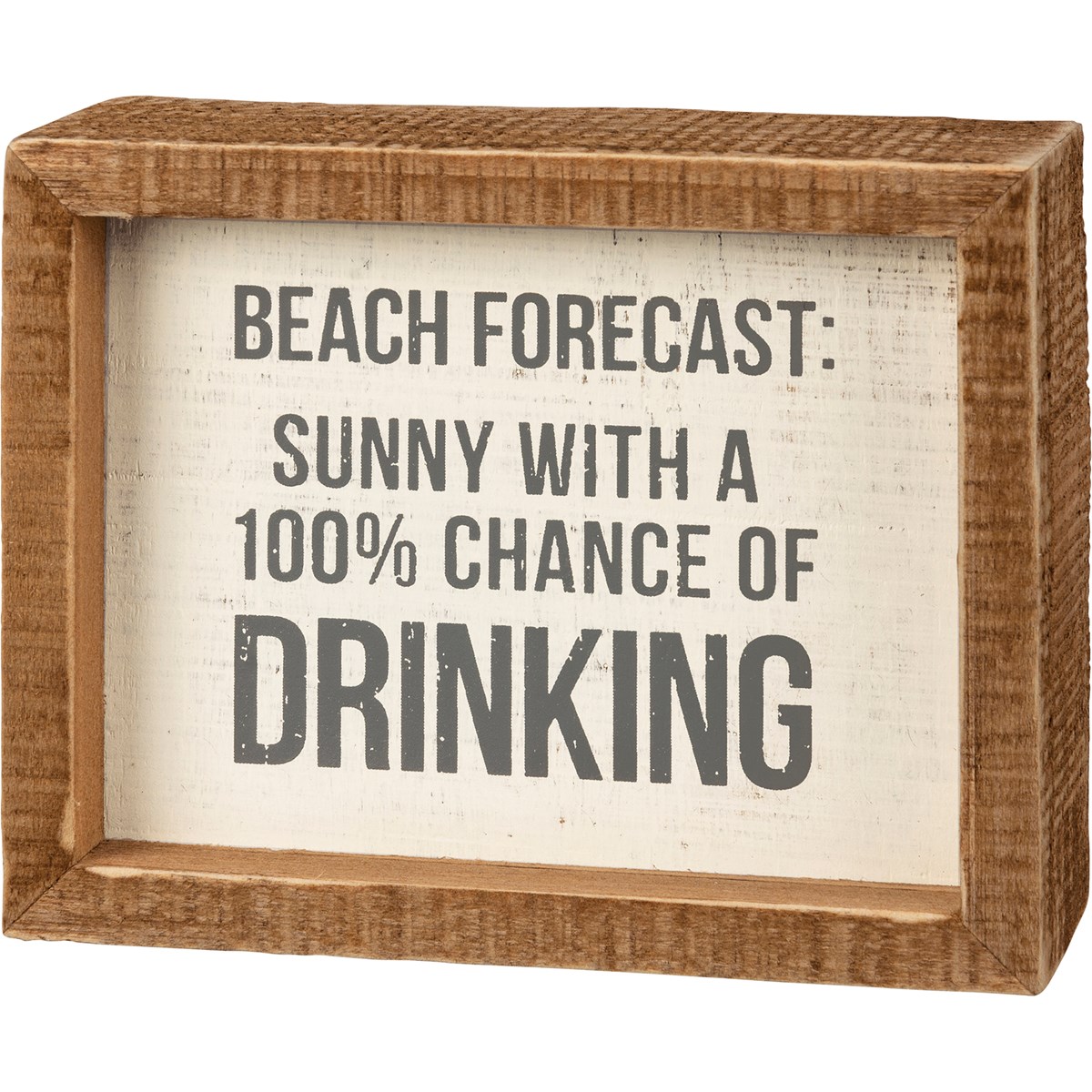 Beach Forecast: Sunny Inset Box Sign - Wood
