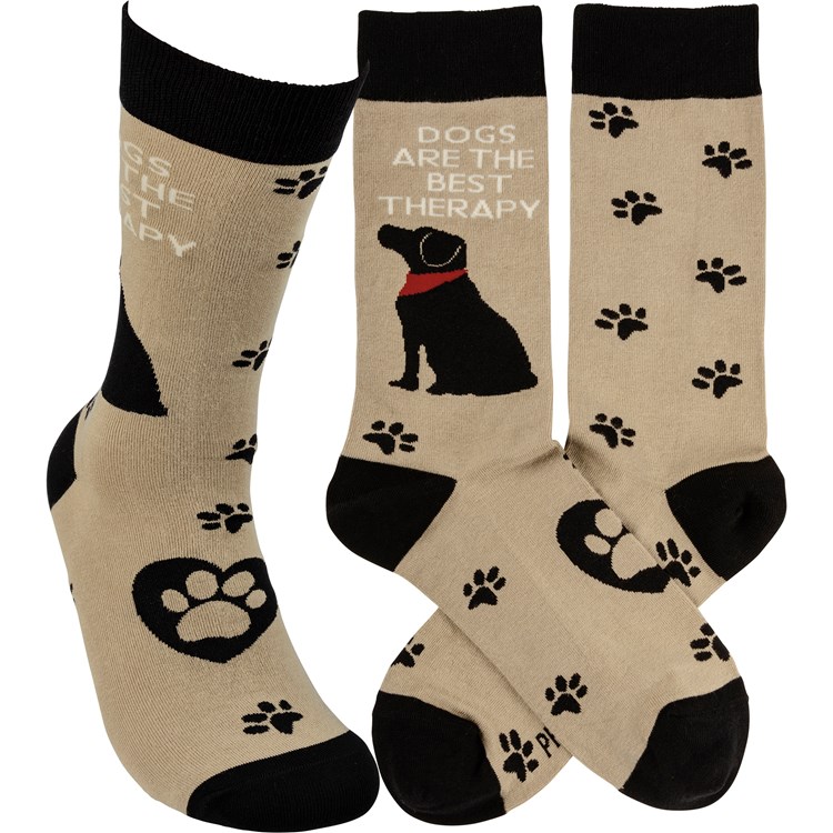 Dogs Are The Best Therapy Socks - Cotton, Nylon, Spandex