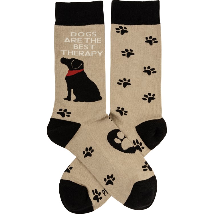Dogs Are The Best Therapy Socks - Cotton, Nylon, Spandex