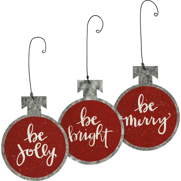 Be Merry Be Bright Be Jolly Ornament Set