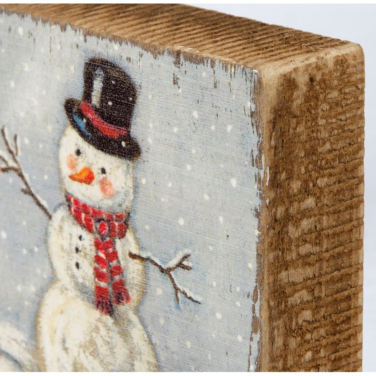 Snowman Block Sign - Wood