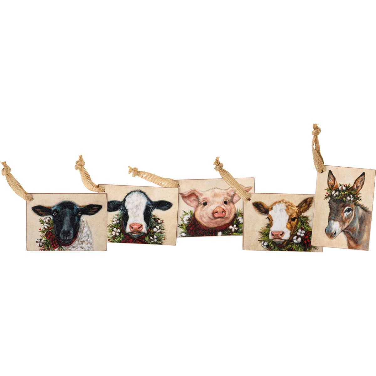 Animals Gift Tag Set - Wood, Paper, Jute