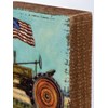 Tractor With Flag Block Sign - Wood