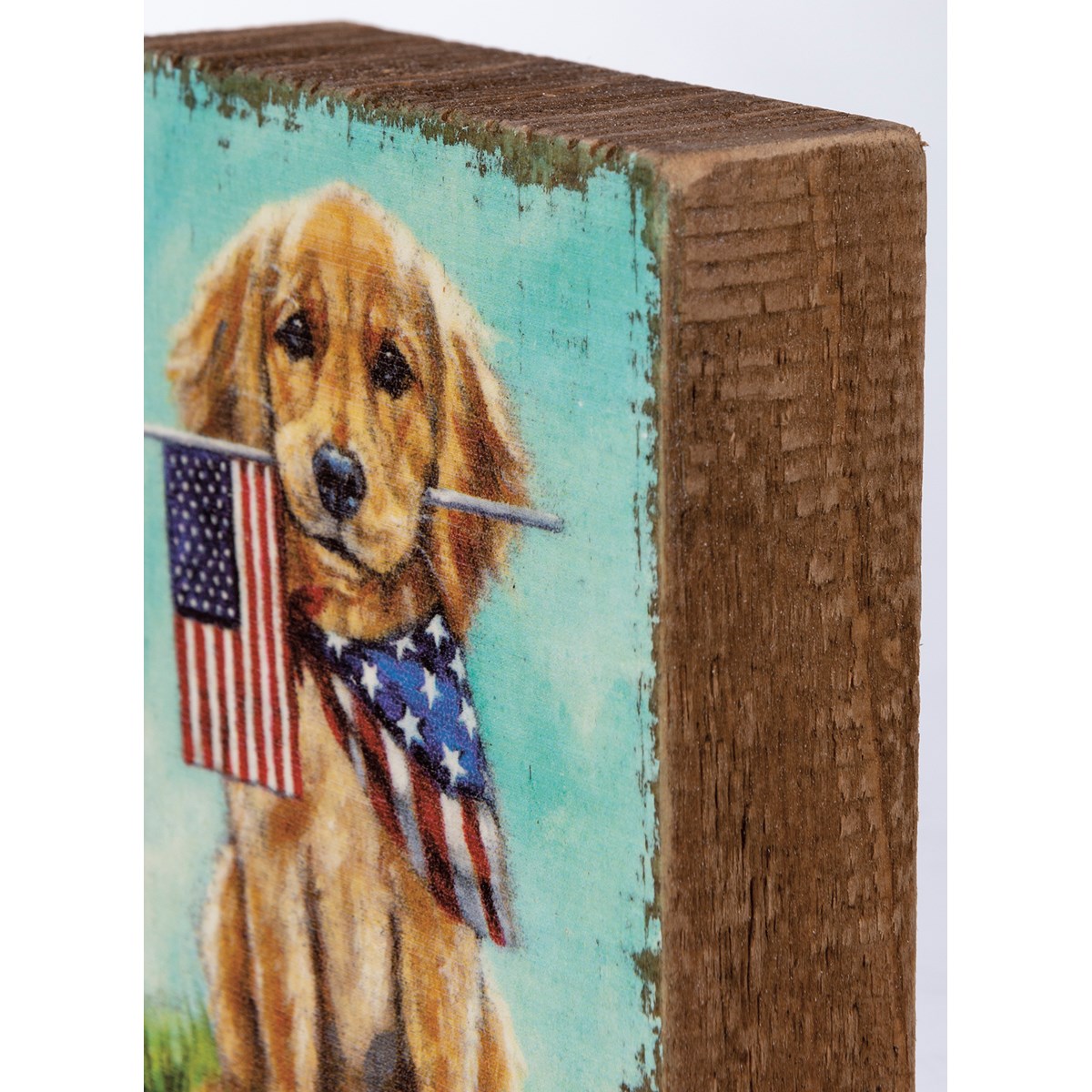 Puppy Flags Block Sign - Wood