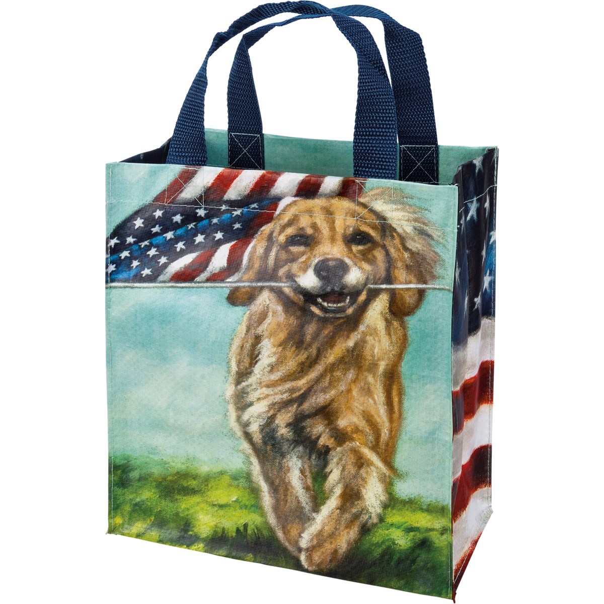 Daily Tote - Dogs And Flags - 8.75" x 10.25" x 4.75" - Post-Consumer Material, Nylon