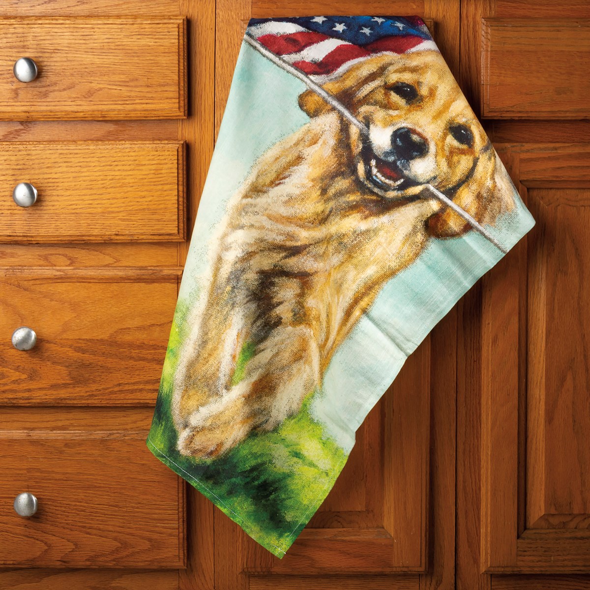 Patriotic Running Dog Kitchen Towel - Cotton