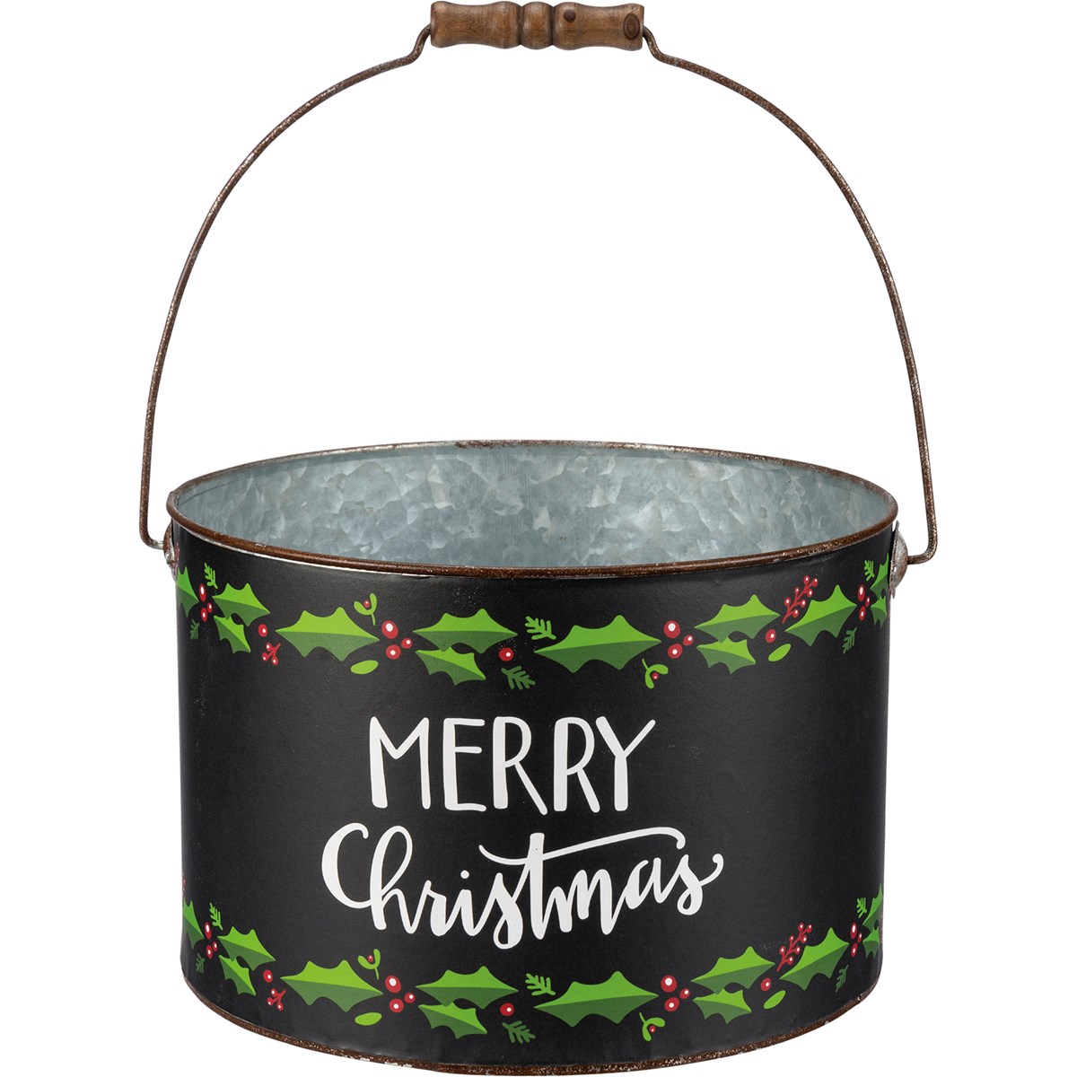 Merry Christmas Bucket Set - Metal, Paper, Wood