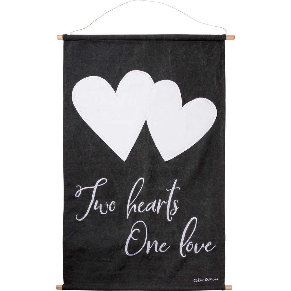 Two Hearts One Love Wall Decor - Cotton, Wood, Jute, Metal
