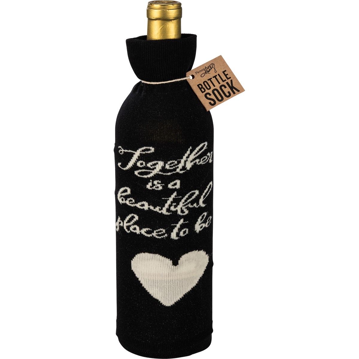 Two Hearts One Love Bottle Sock - Cotton, Nylon, Spandex