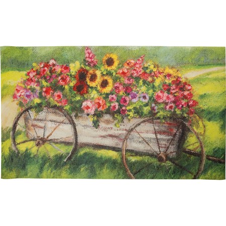 Rug - Flower Wagon - 34" x 20" - Polyester, PVC skid-resistant backing