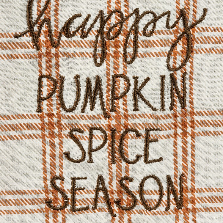Happy Pumpkin Spice Season Plaid Kitchen Towel - Cotton