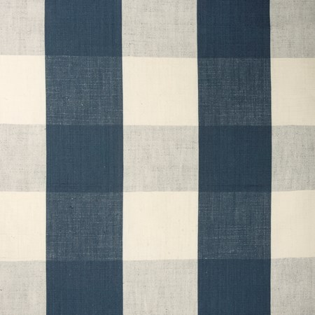 Blue And Cream Check Fabric - Cotton