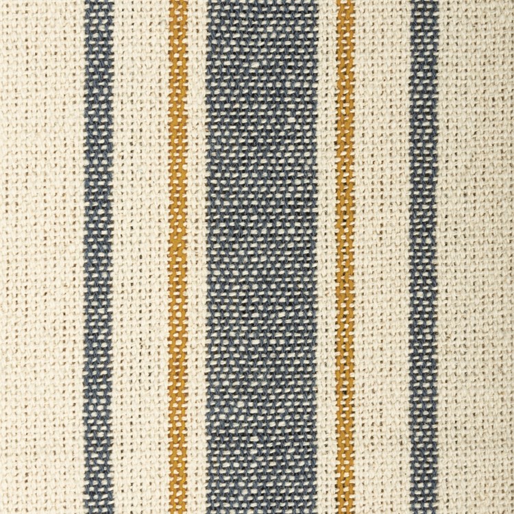 Blue And Gold 5 Stripes Cream Fabric - Cotton