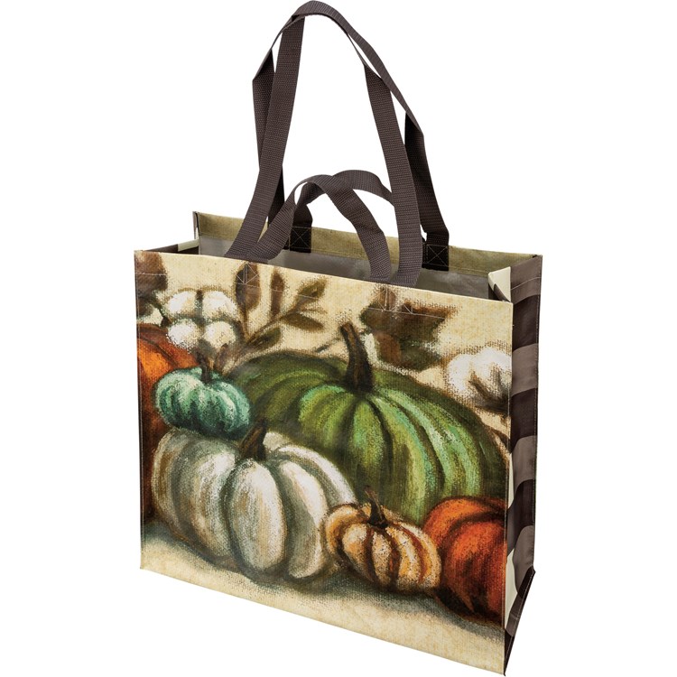 Market Tote - Pumpkins - 15.50" x 15.25" x 6" - Post-Consumer Material, Nylon