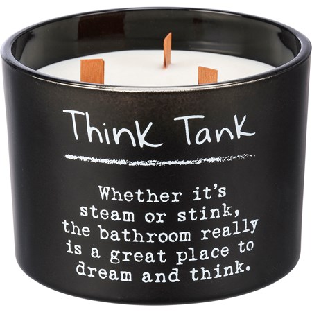 Jar Candle - Think Tank - 14 oz., 4.50" Diameter x 3.25" - Soy Wax, Glass, Wood