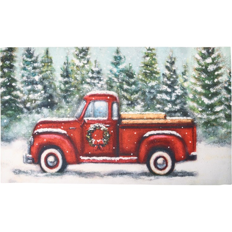 Rug - Red Truck - 34" x 20" - Polyester, PVC skid-resistant backing