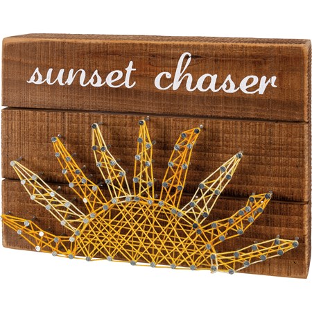 String Art - Sunset Chaser - 8" x 6" x 1.75" - Wood, Metal, String