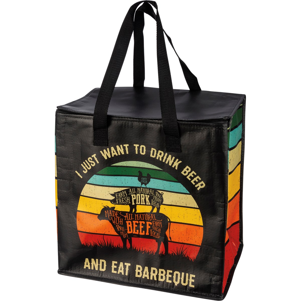 Eat Barbeque Insulated Tote - Post-Consumer Material, Nylon, Zipper