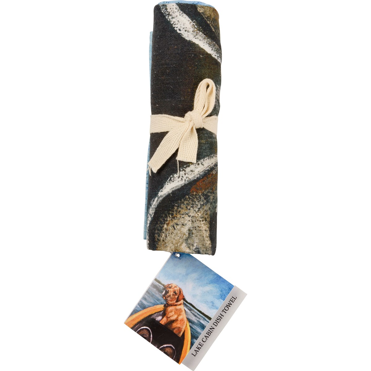 Dog In Canoe Kitchen Towel - Cotton