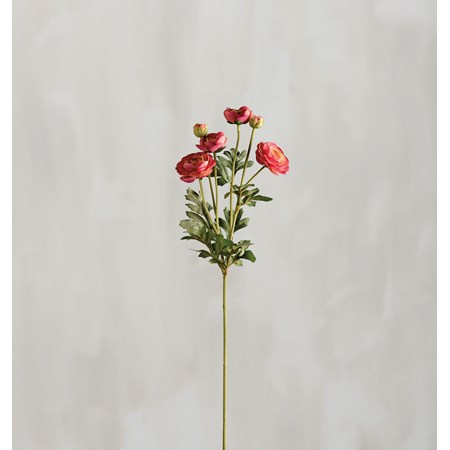 Pick - Pink Ranunculus - 26" Tall - Plastic, Fabric, Wire