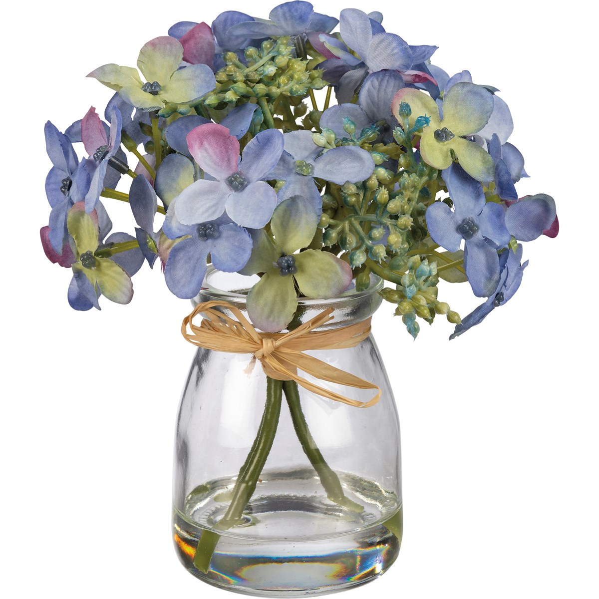 Blue Hydrangea Vase - Glass, Plastic, Fabric, Wire