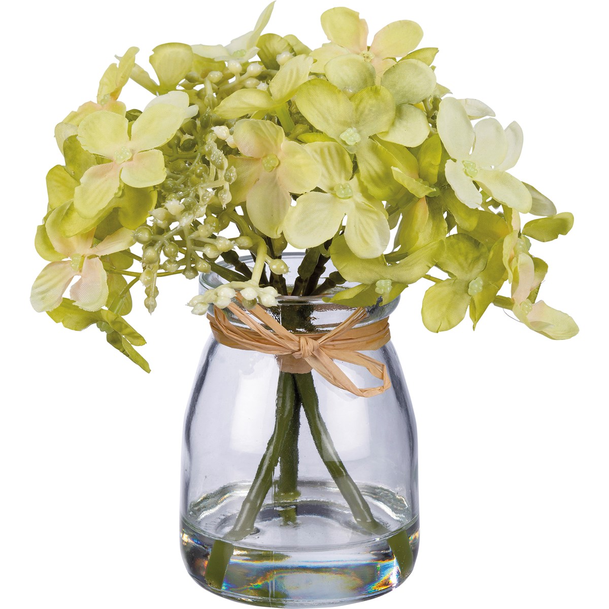 Green Hydrangea Vase - Glass, Plastic, Fabric, Wire