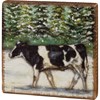 Winter Cow Block Sign - Wood