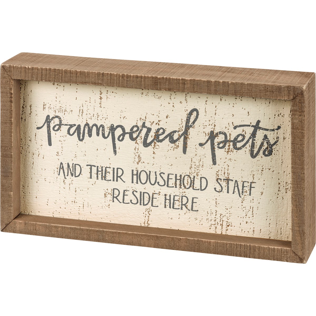 Inset Box Sign - Pampered Pets And Their Staff - 9" x 5" x 1.75" - Wood