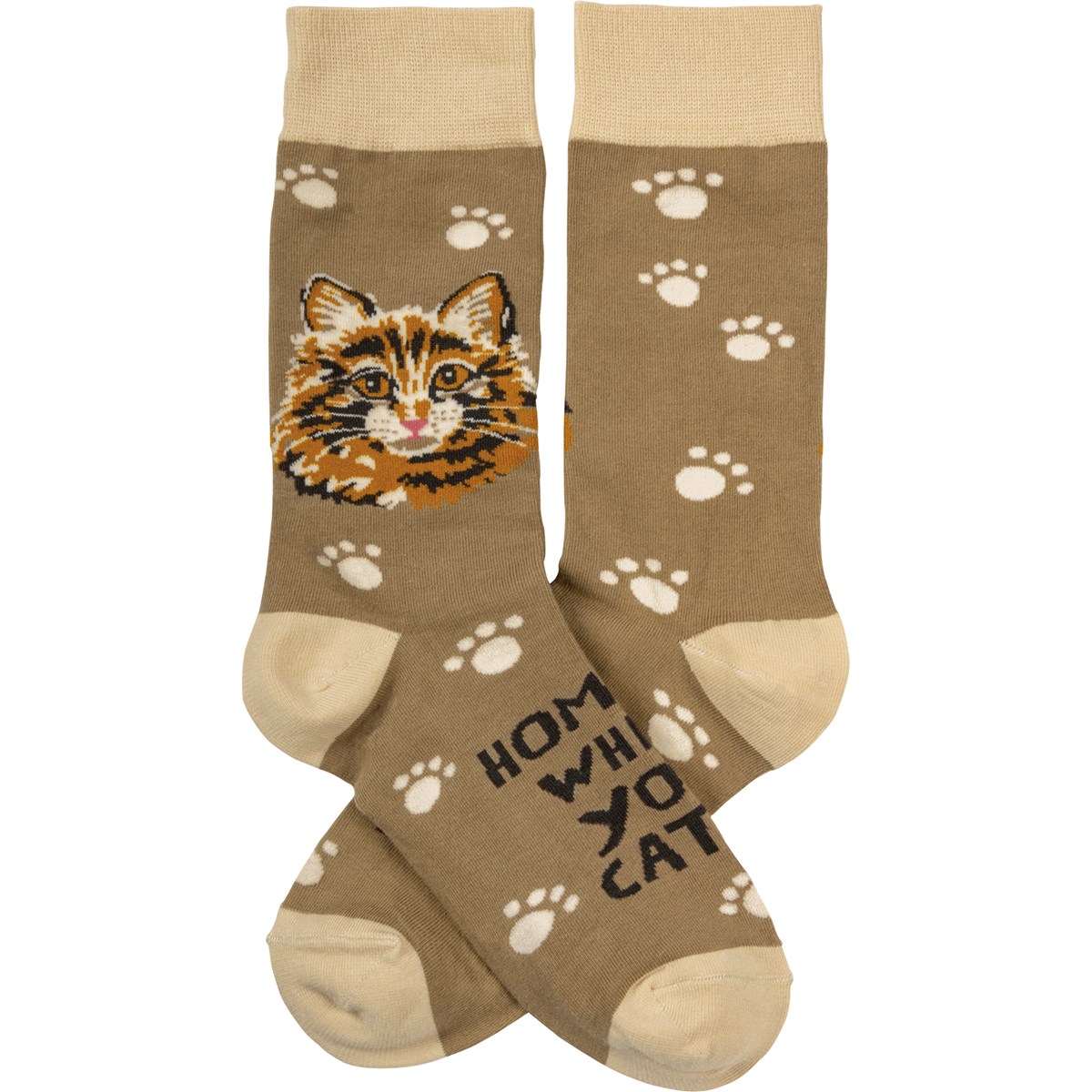 Home Is Where Your Cat Is Socks - Cotton, Nylon, Spandex