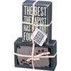 Box Sign & Sock Set - The Best Therapist Has Fur - Box Sign: 3" x 4.50" x 1.75", Socks: One Size Fits Most - Wood, Cotton, Nylon, Spandex, Ribbon